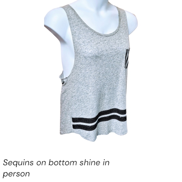 VS PINK Gray & Black Shiny Sequin PINK Logo Tank Top - Picture 5 of 12